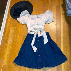 Button-up High Waisted Stretch Jean skirt